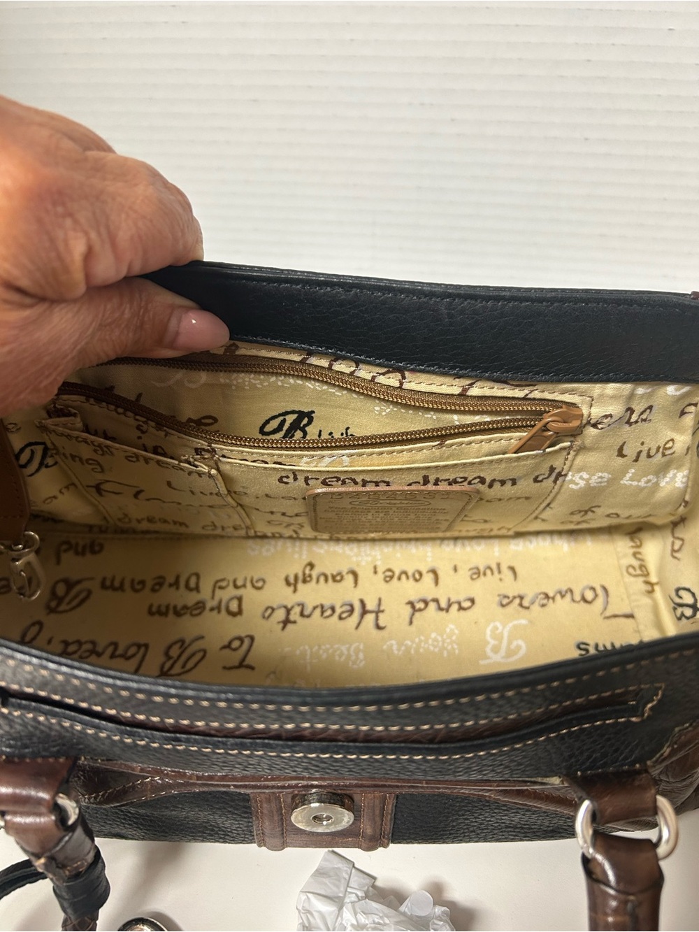 Vintage Brighton Brown & Black Croc-Embossed Leather Western Shoulder Bag - Picture 7 of 9